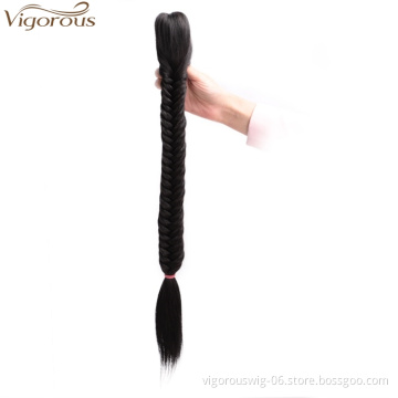 Vigorous Fishtail Ponytail Hair Extension 24 inch Straight Braid Ponytail Extension Claw Jaw Synthetic clip in Hair Extension